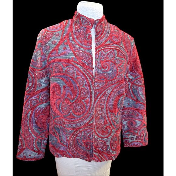 Coldwater Creek Tapestry Jacket Sz. M Woven Open Front - Picture 6 of 9
